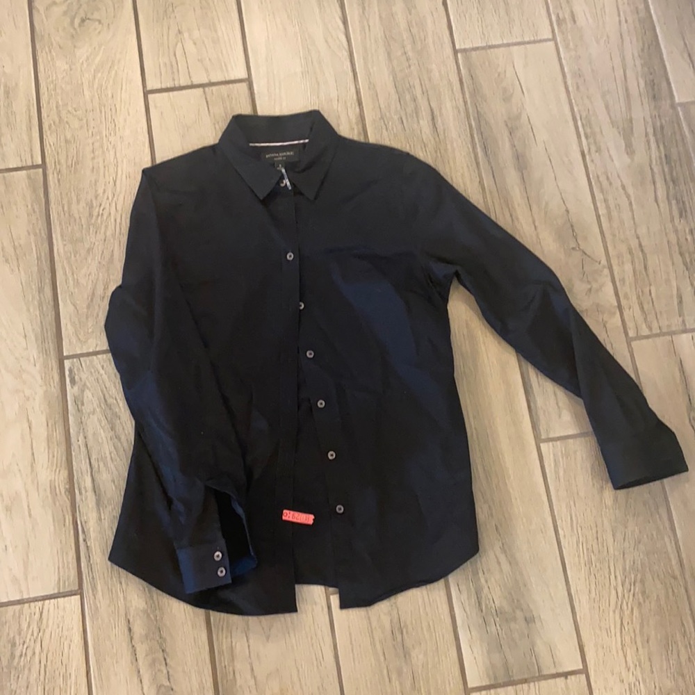 banana republic tailored fit black button down 8
